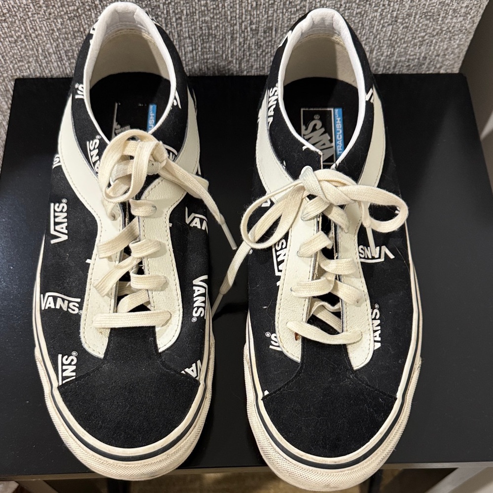 Vans Black and White Logo Sneakers- Like New